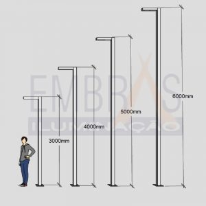 Poste decorativo girafa, fabricado de 3,0 á 6,0 metros de altura.